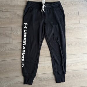 Under Armour Draw String Jogger Pants-Black- Womens M